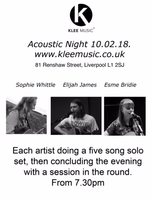 klee music acoustic night 10th february 2018