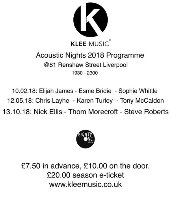 klee music acoustic nights 2018 programme